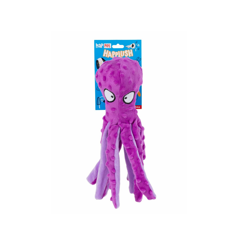 Happet violetinis pliušinis aštuonkojis žaislas šunims, 31 cm