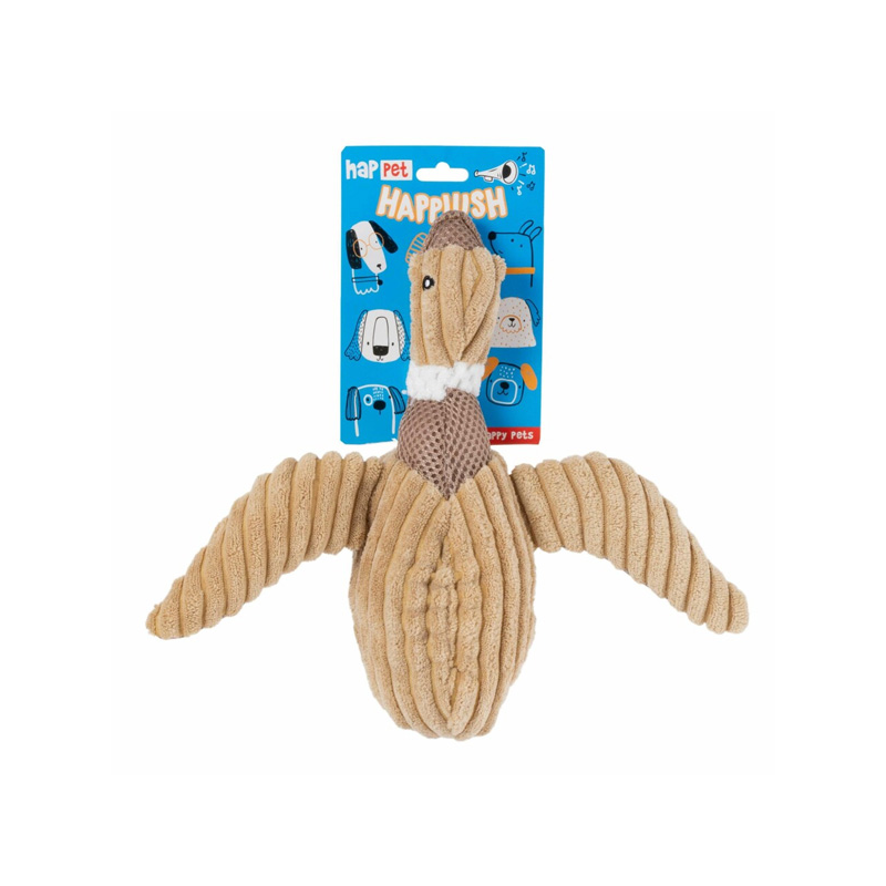 Happet ruda pliušinė antis žaislas šunims, 25 cm