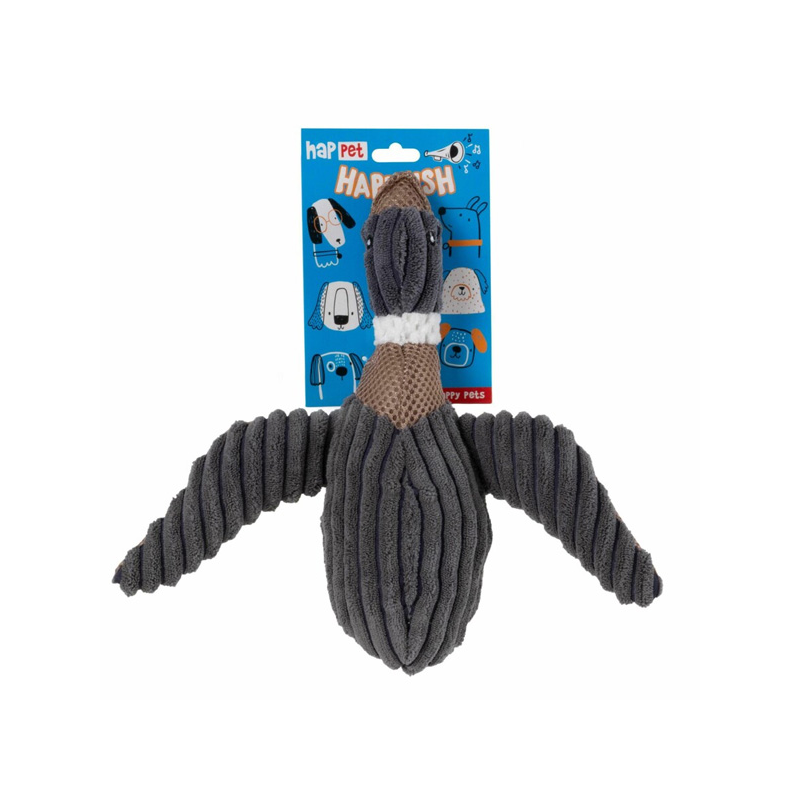 Happet pilka pliušinė antis žaislas šunims, 25 cm