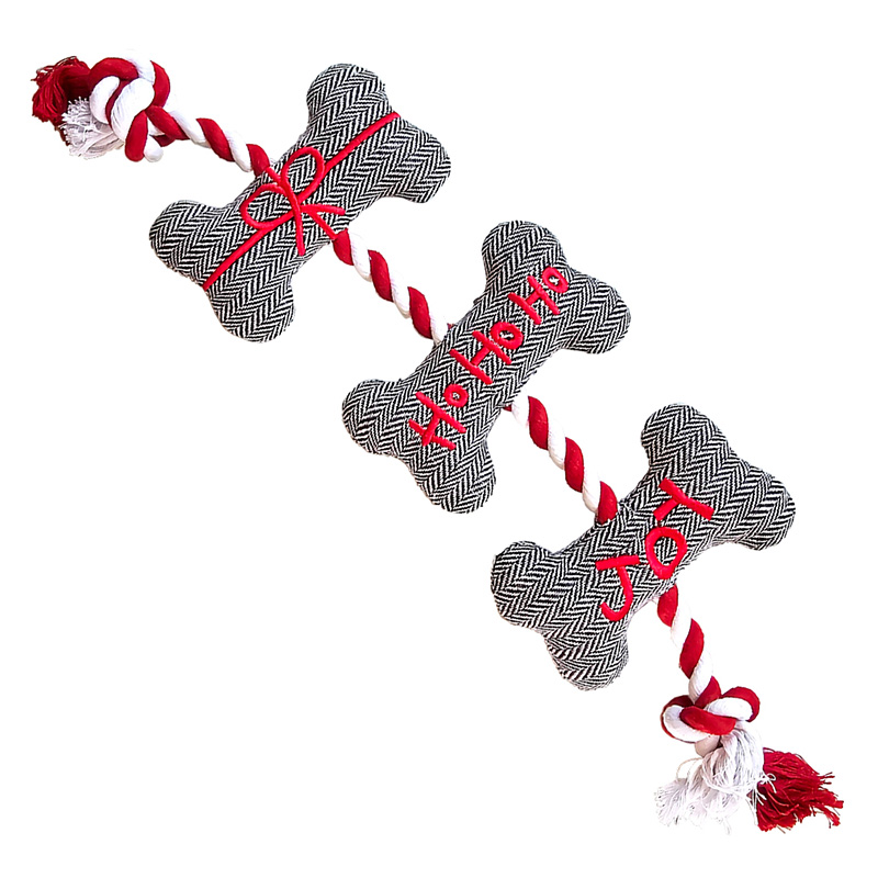 Nobby kalėdiniai pliušiniai kauliukai su virve žaislas šunims, 51x14 cm