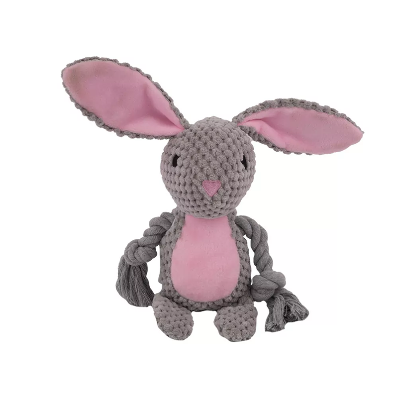 Hap triušis su virvėmis žaislas šunims, 24 cm