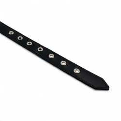 Fleksas juodas, odinis antkaklis su kaprono juosta šunims, 40 cm