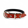 Fleksas rudas, odinis antkaklis su kaprono juosta šunims, 50 cm