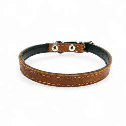 Fleksas rudas, odinis antkaklis mažų veislių šunims, 30 cm