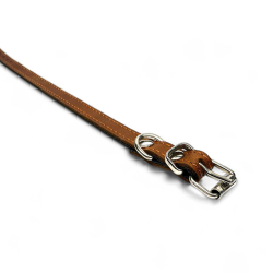 Fleksas rudas, odinis antkaklis mažų veislių šunims, 30 cm