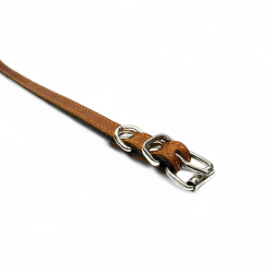 Fleksas rudas, odinis antkaklis mažų veislių šunims, 30 cm
