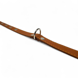 Fleksas rudas, odinis antkaklis su pusžiedžiu šunims, 34 cm