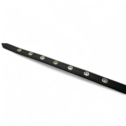 Fleksas juodas, odinis antkaklis su pusžiedžiu šunims, 40 cm