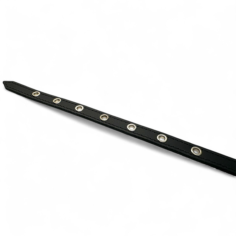 Fleksas juodas, odinis antkaklis su pusžiedžiu šunims, 40 cm