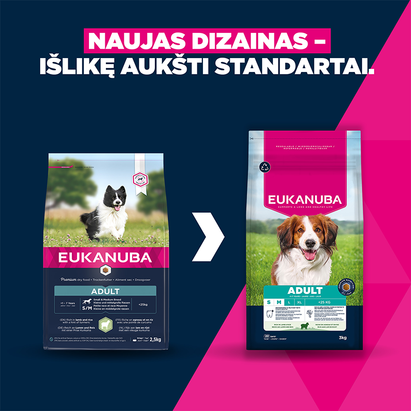 Eukanuba Life Care pašaras šunims su ėriena ir ryžiais, S/M, 3 kg