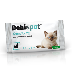 Dehispot užlašinamasis tirpalas nuo kirminų ir kaspinuočių mažoms katėms, 30 mg/7,5 mg