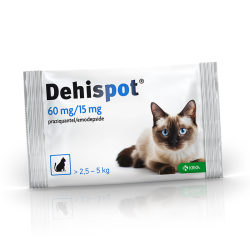 Dehispot užlašinamasis tirpalas nuo kirminų ir kaspinuočių vidutinėms katėms, 60 mg/15 mg
