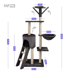 Happet tamsiai pilka draskyklė katėms, 49x35x140 m