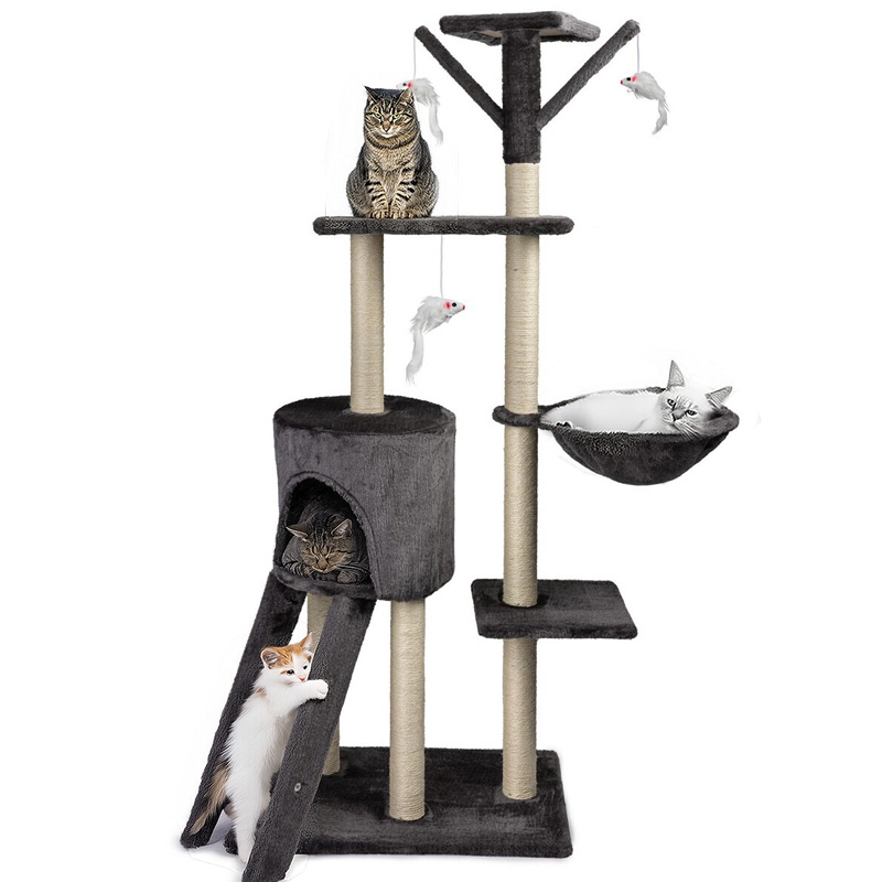 Happet tamsiai pilka draskyklė katėms, 49x35x140 m