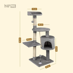 Happet šviesiai pilka draskyklė katėms, 41x41x115 cm