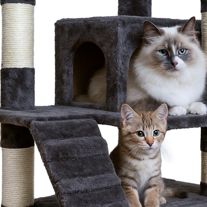 Happet tamsiai pilka draskyklė katėms, 40x35x140 m