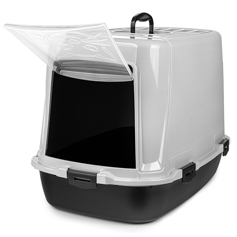 Happet pilkas, uždaras tualetas katėms, 60x55x42 cm