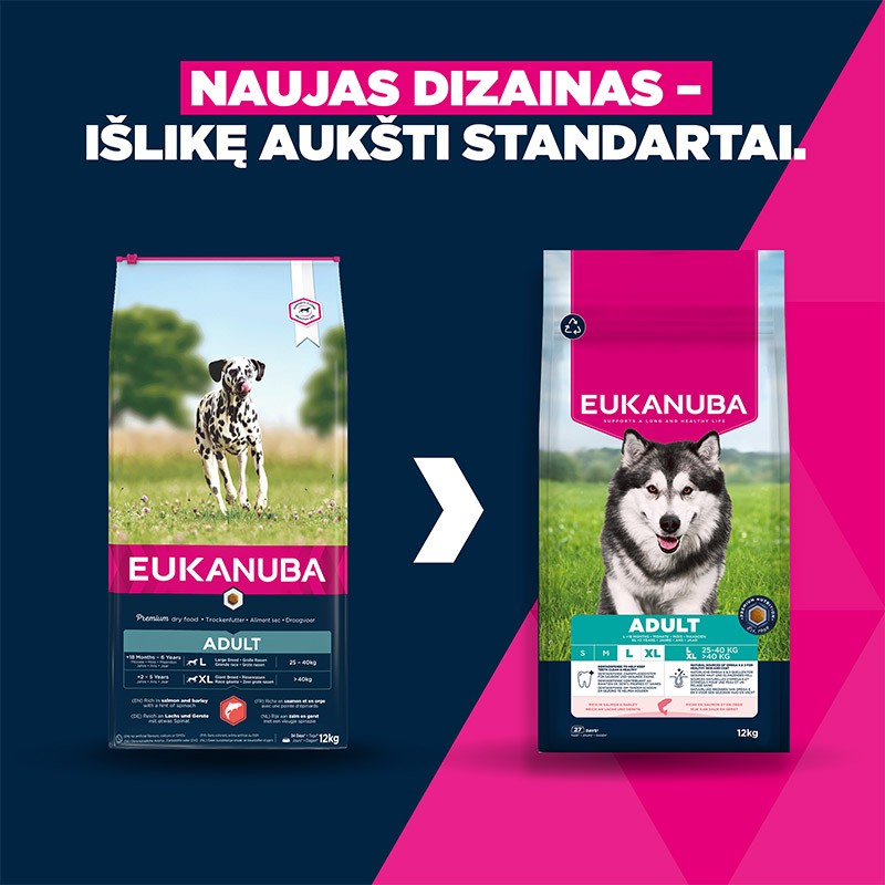 Eukanuba Life Care Adult L sausas pašaras šunims su lašiša ir miežiais, 12 kg