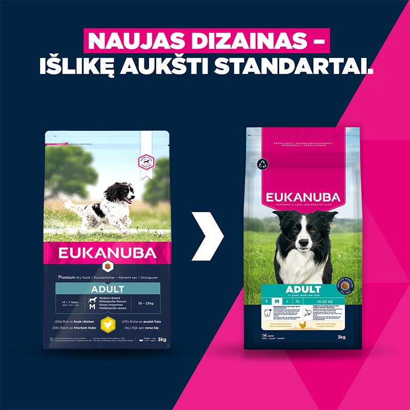 Eukanuba Life Care Adult M sausas pašaras šunims su vištiena, 3 kg