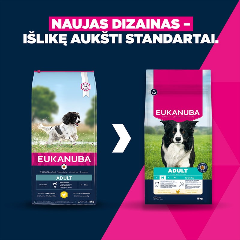 Eukanuba Life Care Adult M sausas pašaras šunims su vištiena, 15 kg