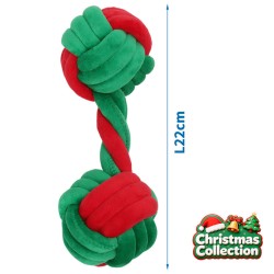 Nobleza kalėdinė virvė su kamuoliukais žaislas šunims, 22 cm