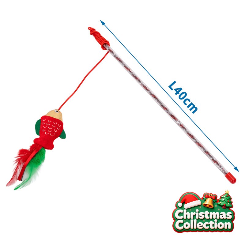 Nobleza kalėdinė meškerė su žuvyte katėms, 40 cm
