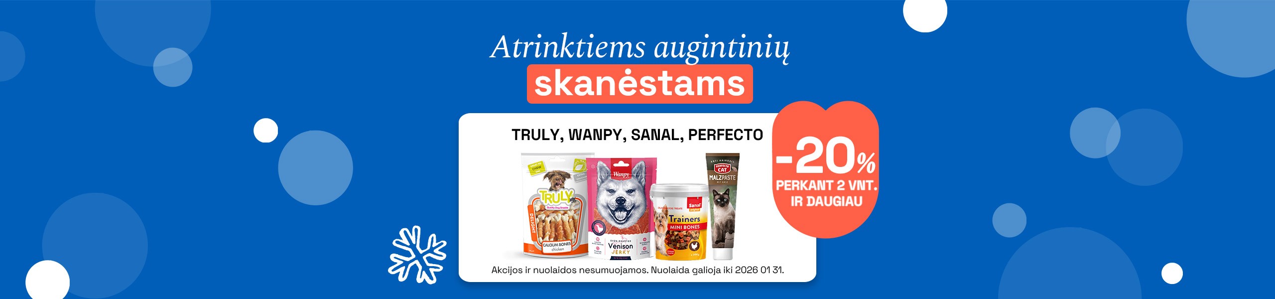 Augintinių skanėstai su nuolaida