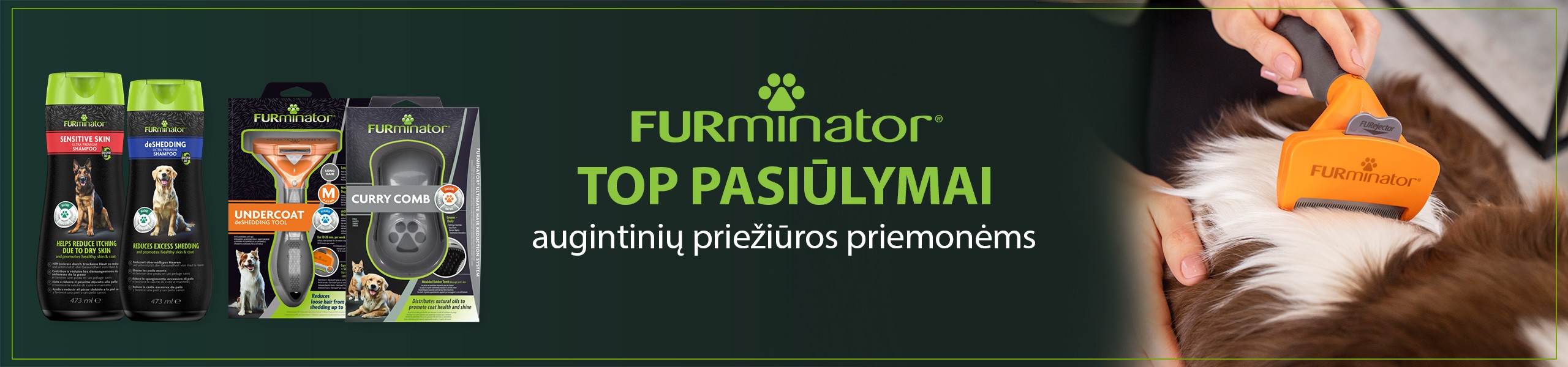 Šukos, šepečiai ir furminatoriai