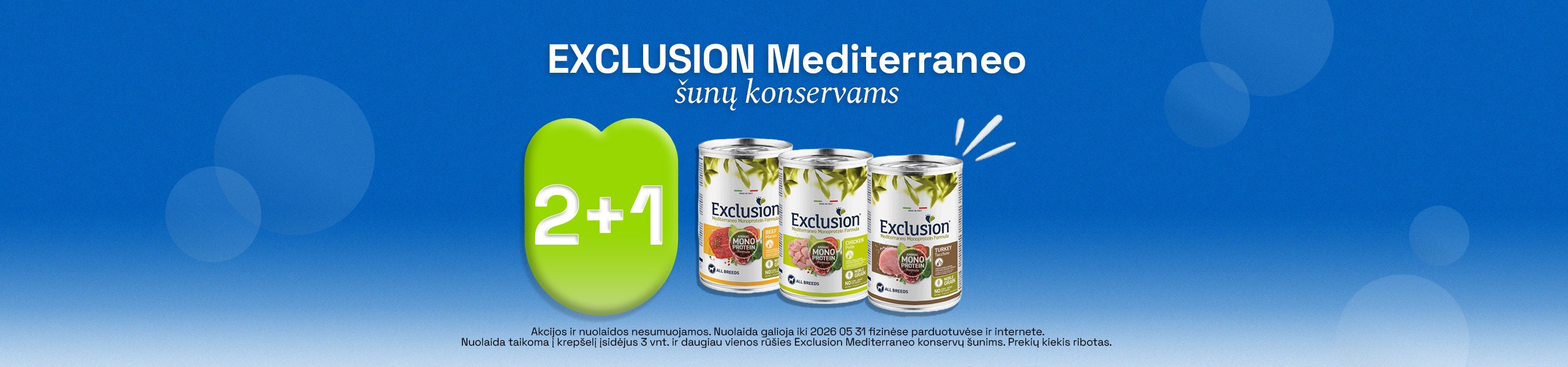 Exclusion Mediterraneo šunų konservams 2+1