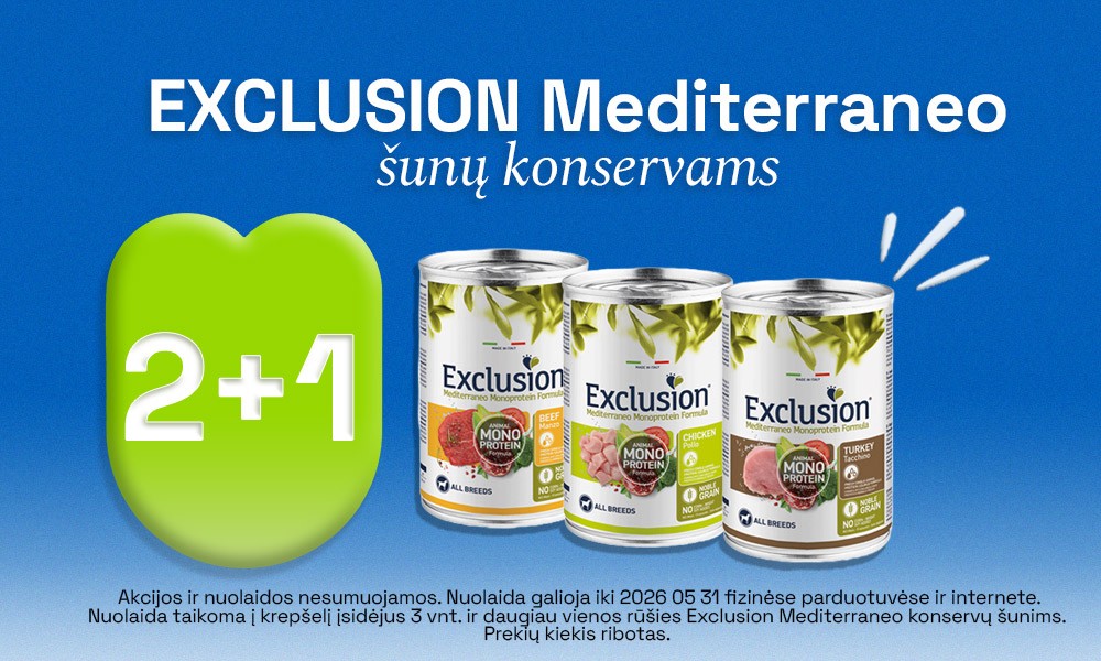 Exclusion Mediterraneo šunų konservams 2+1